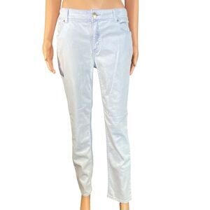 Chicos Platinum White Jeans Classic Straight Leg SZ 4 Front Back Pockets